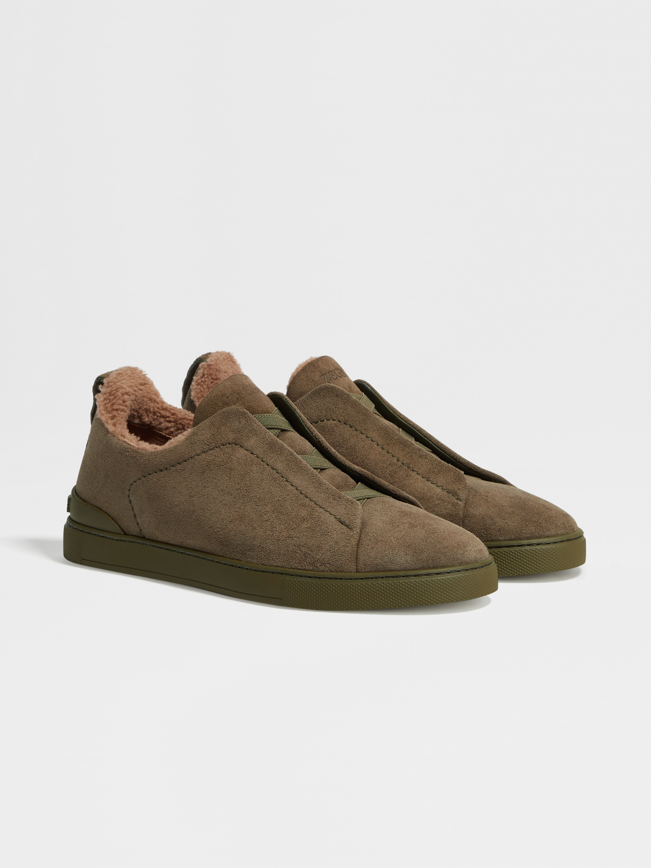 Olive Green Deerskin Triple Stitch™ Sneakers